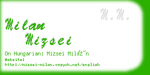 milan mizsei business card